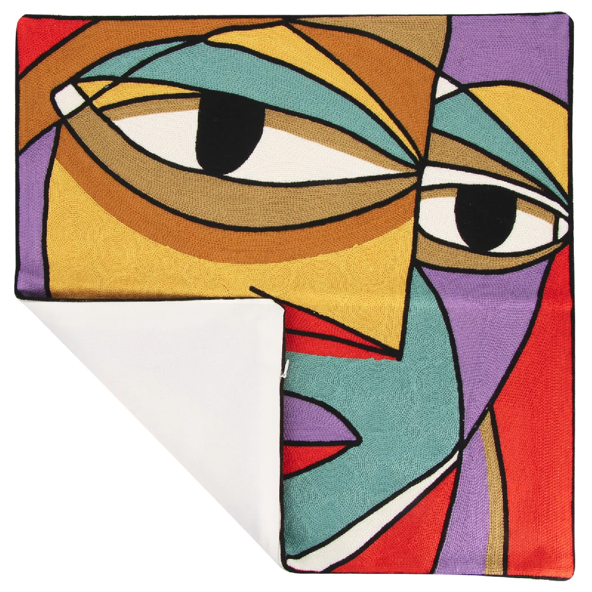 AVIZAR Lot de 2 Housses de Coussin - Art Safina Brodé