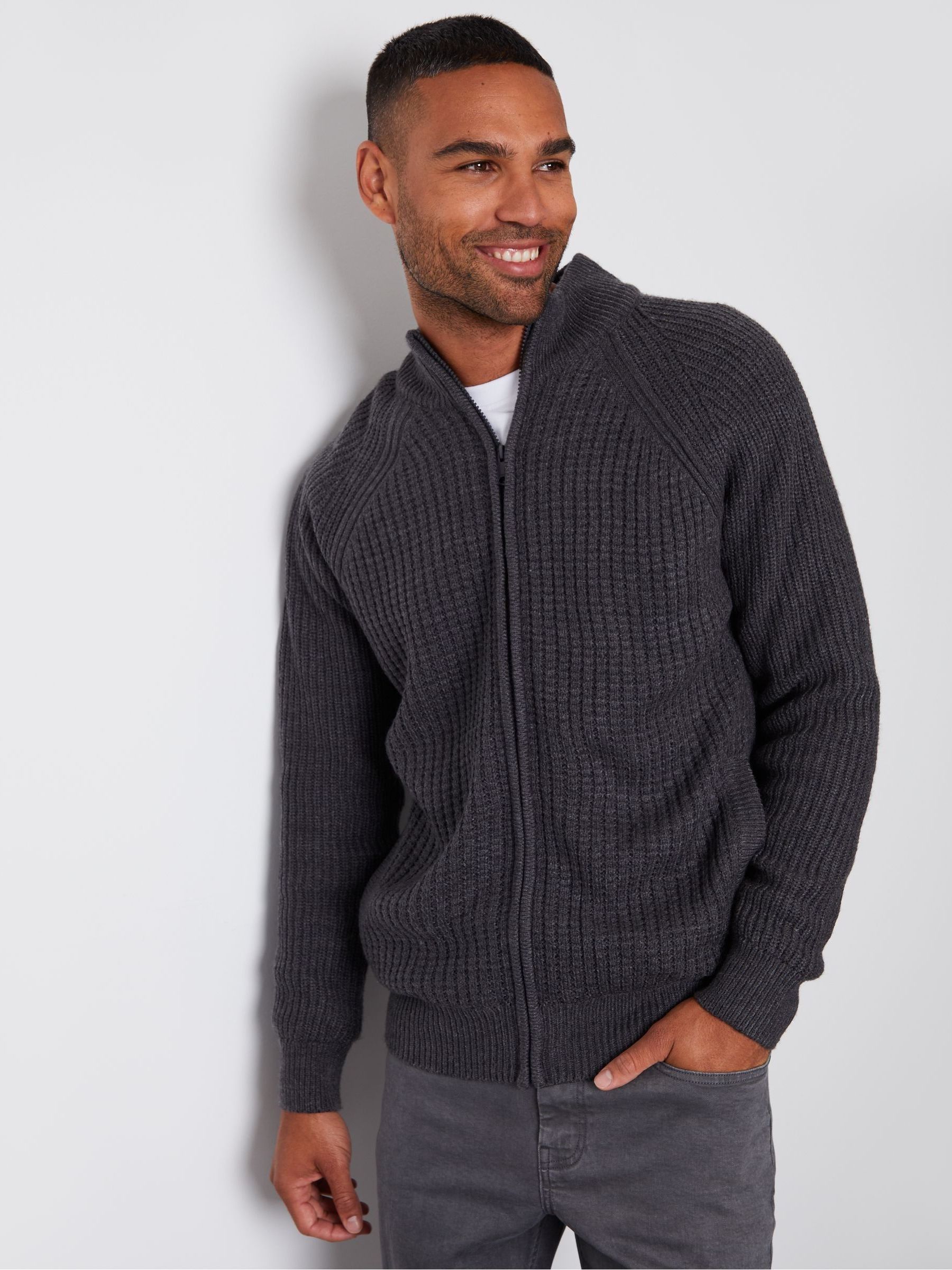 Grijs - Threadbare vest met rits en microfleece voering