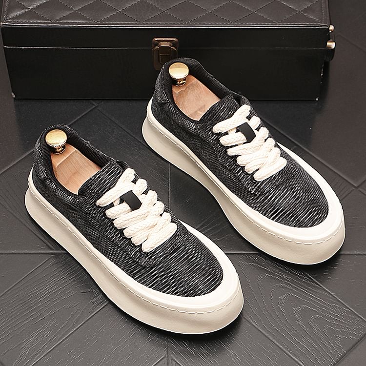 Mr Ozera - Canvas veterschoenen met platform