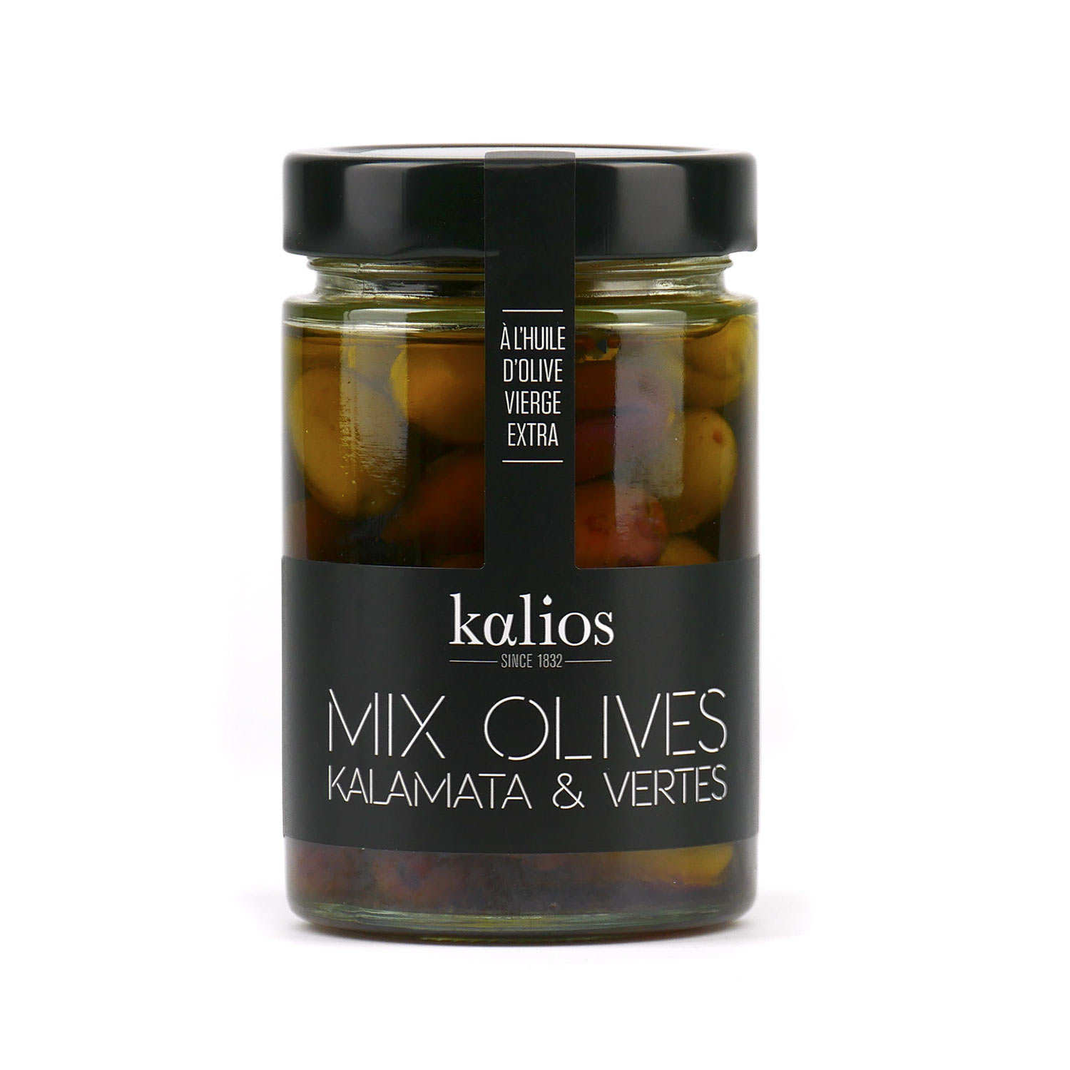 Mix d'olives grecques Kalamata et Chalkidiki à l'huile d'olive