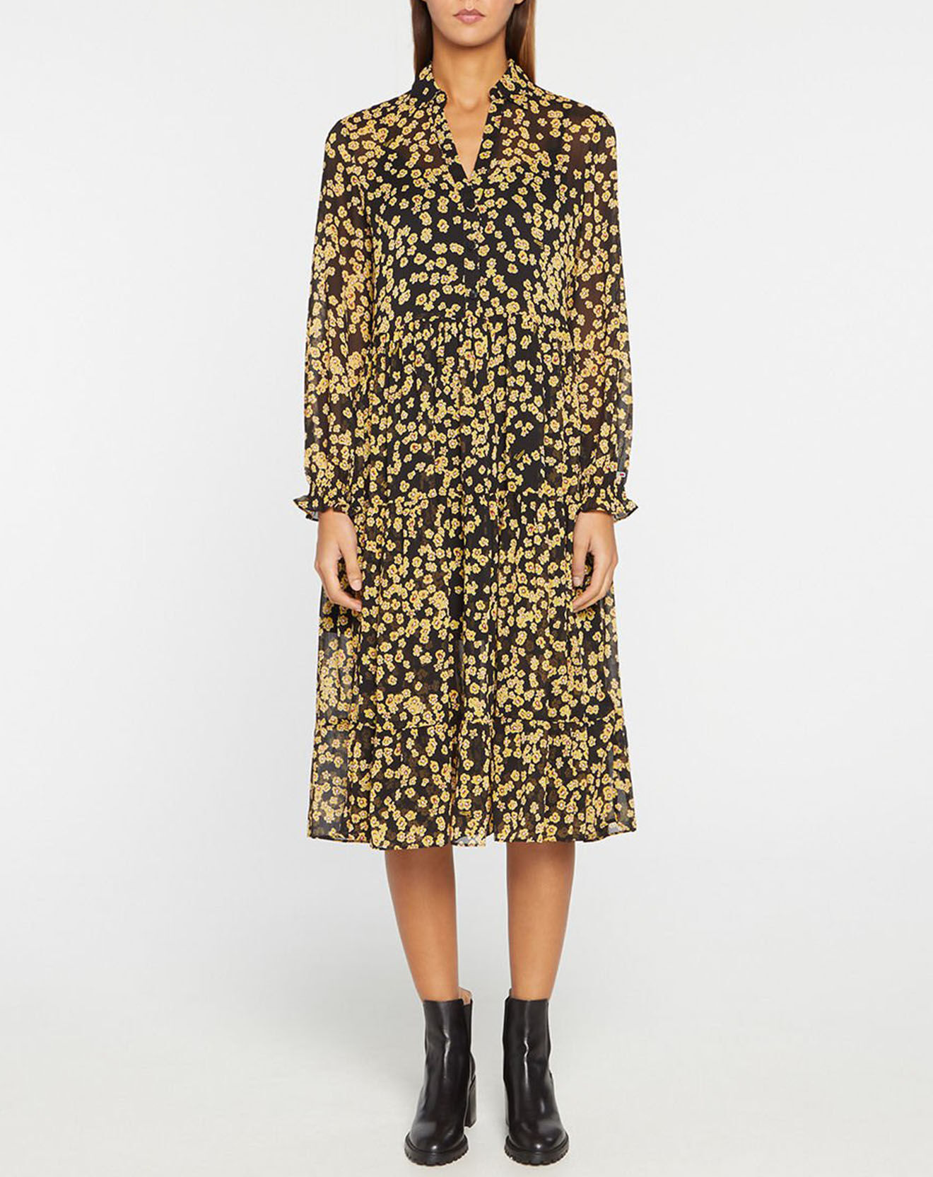 Tommy Jeans Robe fluide Ana à fleurs jaune/noir