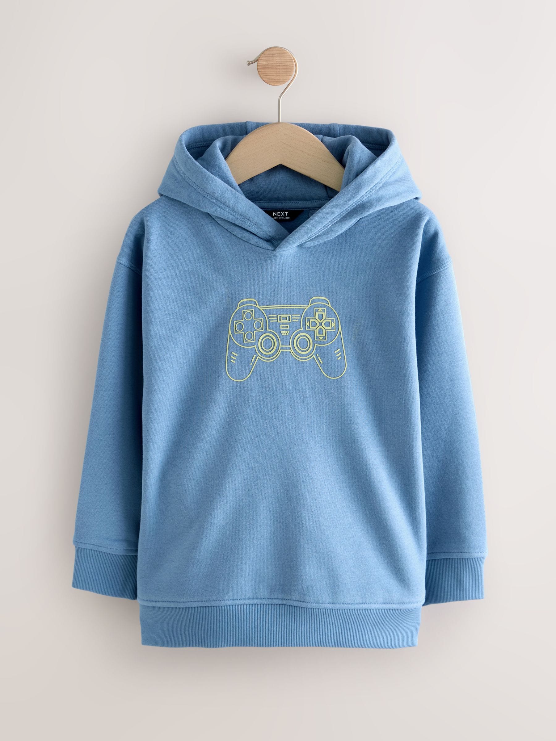 Blauwe controller - Grafische print hoodie voor oudere jongens (3-16jaar)