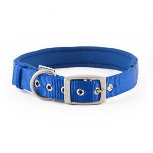 Coleira acolchoada de nylon azul para cães