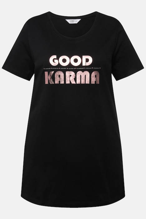 T-Shirt, Metallic-Schriftzug, Rundhals, Halbarm