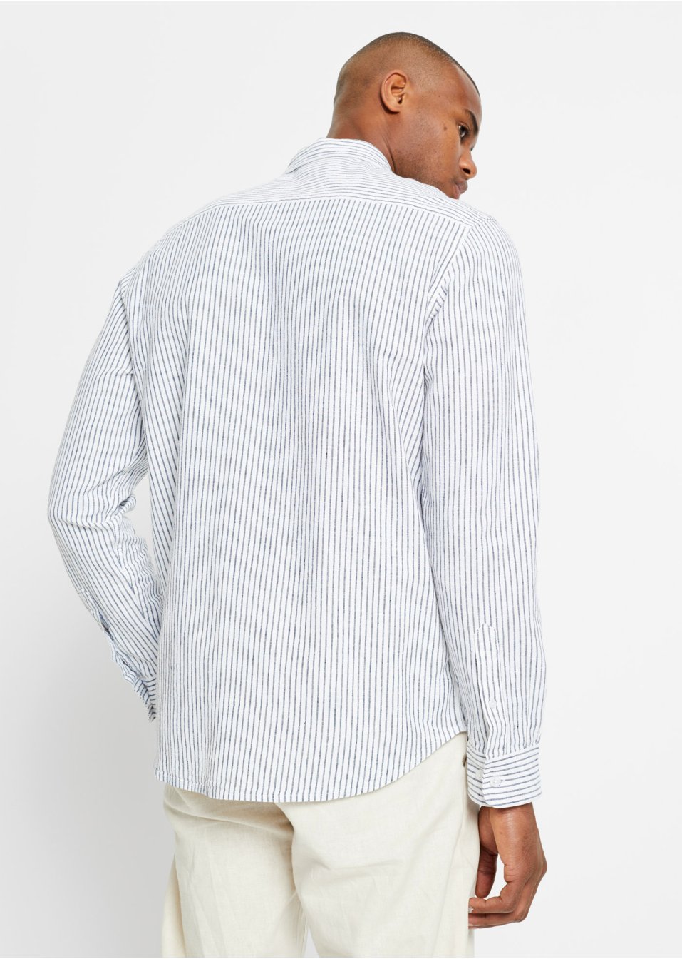 Chemise manches longues en lin majoritaire avec manches retroussables