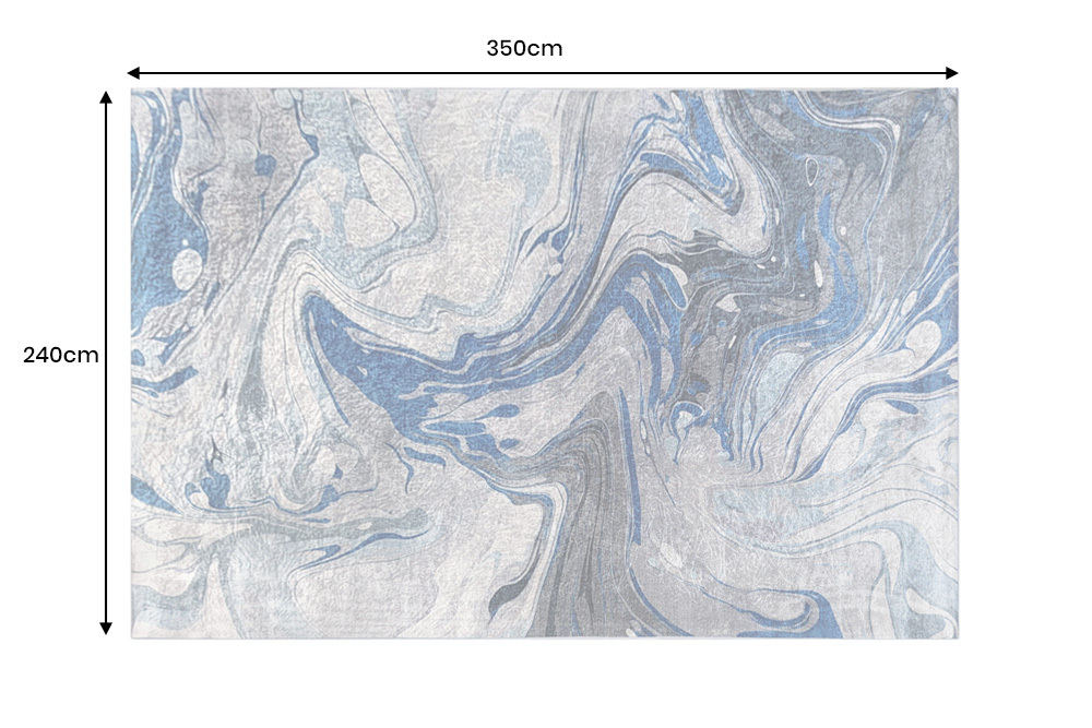 Moderner XXL Teppich ART RUGS 350x240cm grau blau weiß Flachgewebe Indoor