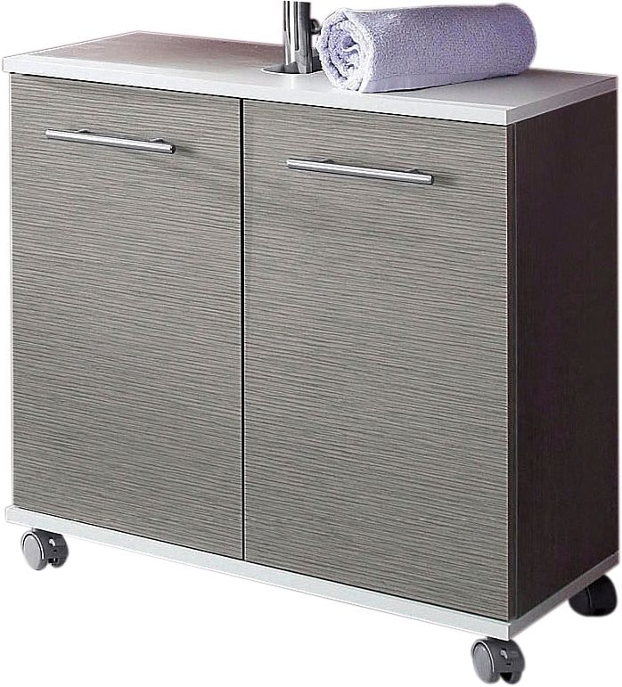 welltime Waschbeckenunterschrank »Emmi, Breite 59 cm« Siphonausschnitt, Metallbeschläge