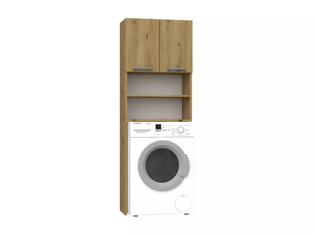 COMO - Meuble pour machine à laver - 64x183x30cm - Rangement espace buanderie lave linge salle de bains - Style moderne