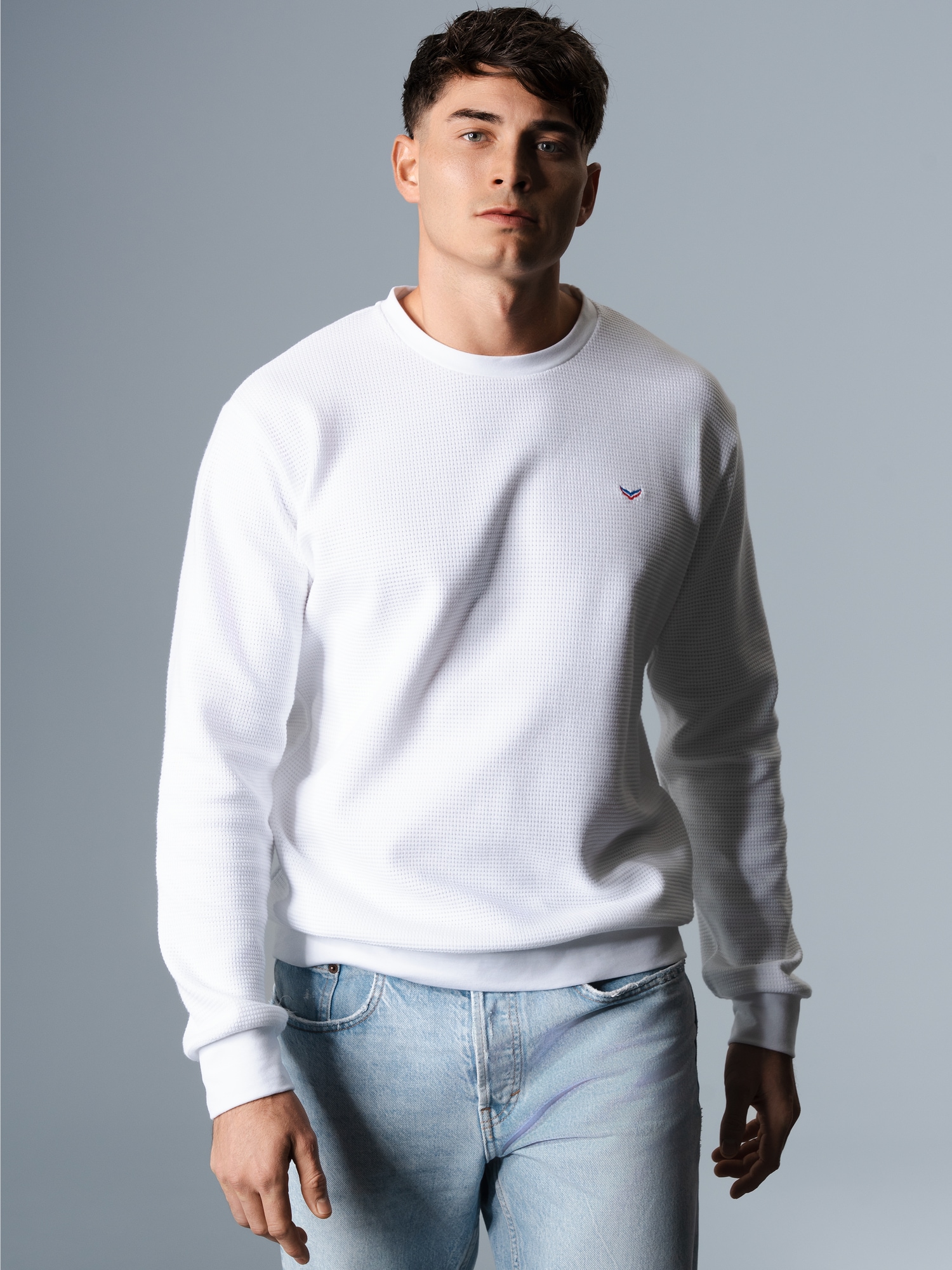 Sweatshirt in Waffeloptik Weiss