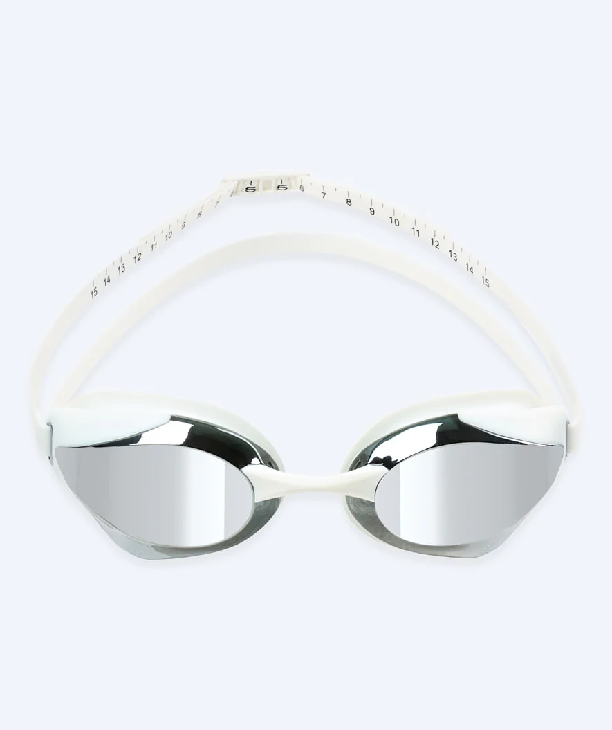 Watery Elite svømmebriller - Poseidon Ultra Mirror - Hvid/sølv