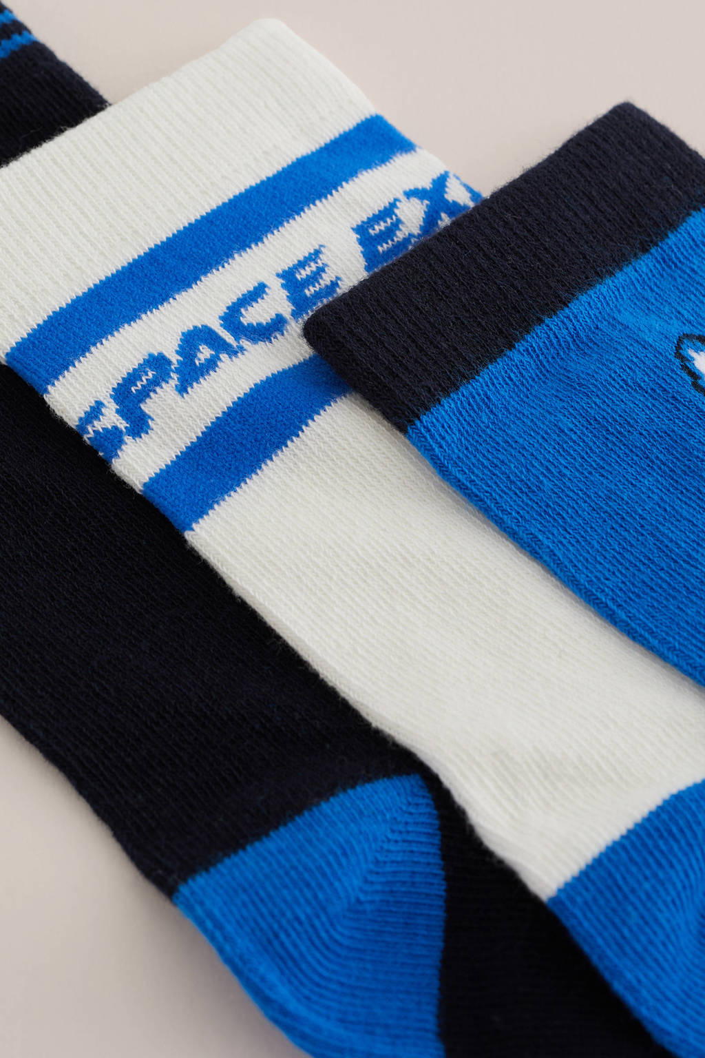WE Fashion sokken - ser van 3 blauw/wit/donkerblauw