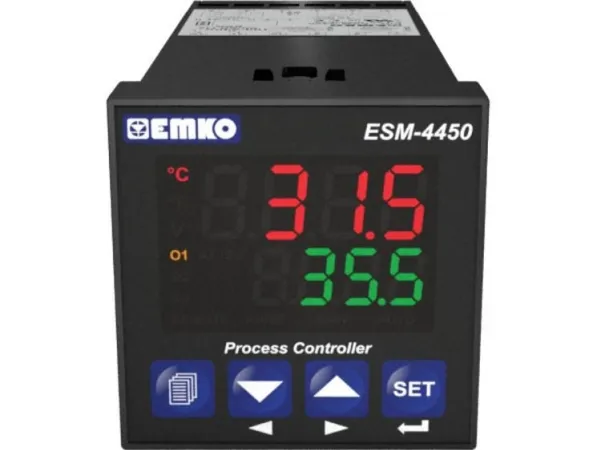 Emko ESM-4450.2.20.2.1/00.00/0.0.0.0 2-punkt, P, PI, PD, PID Temperaturregulator Pt100, J, K, R, S, T -200 til 1700 °C Relæ 5 A (L x B x H) 117 x 48 x 48 mm
