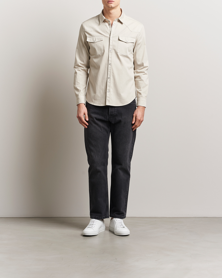 Dondup Slim Fit Pocket Denim Shirt Ecru