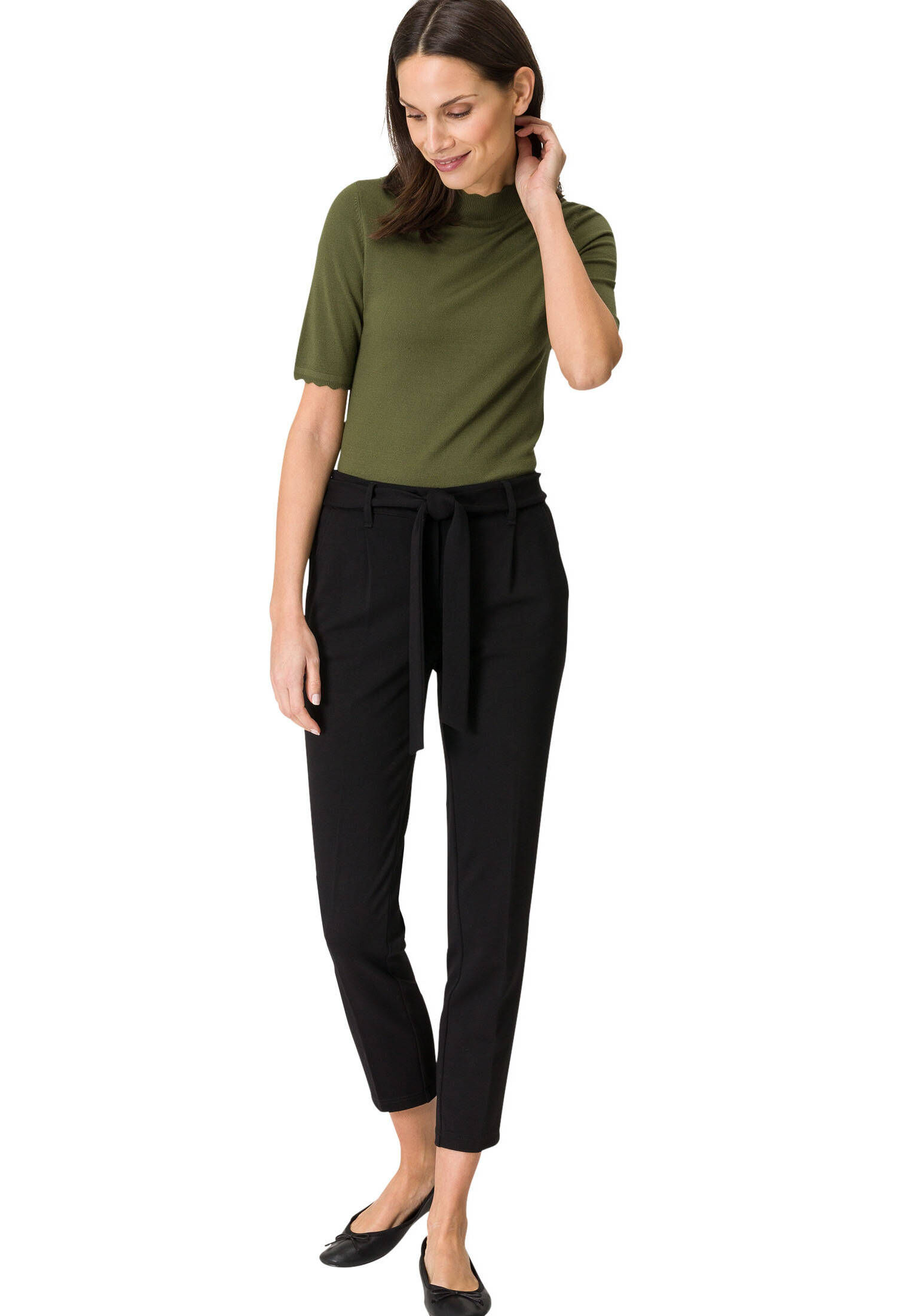 zero| Damen Feinstrickpullover kurzarm