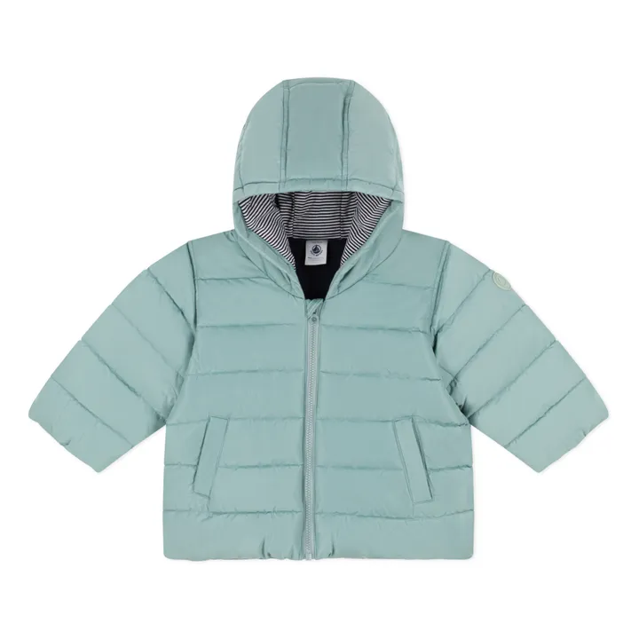 Petit Bateau Doudoune Doublée Polaire à Capuche | Vert Menthe