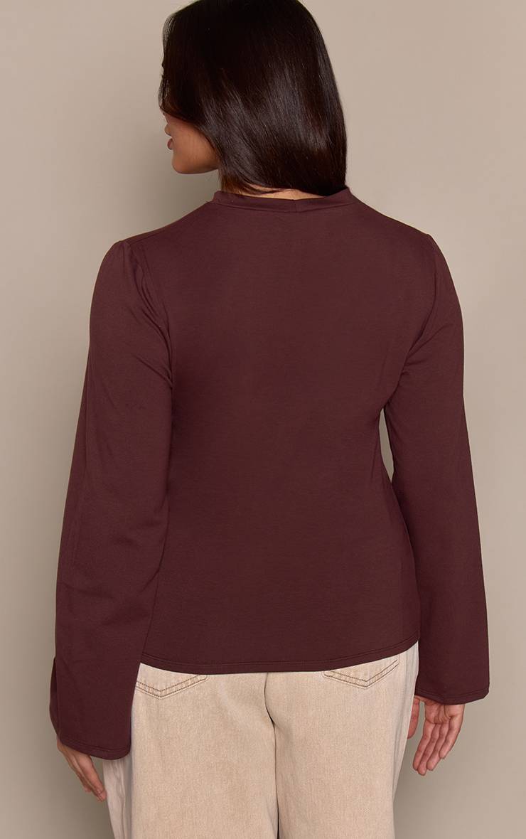 Chocolat T-shirt Grande Taille En Coton À Manches Longues Avec Détail Sur Le Côté