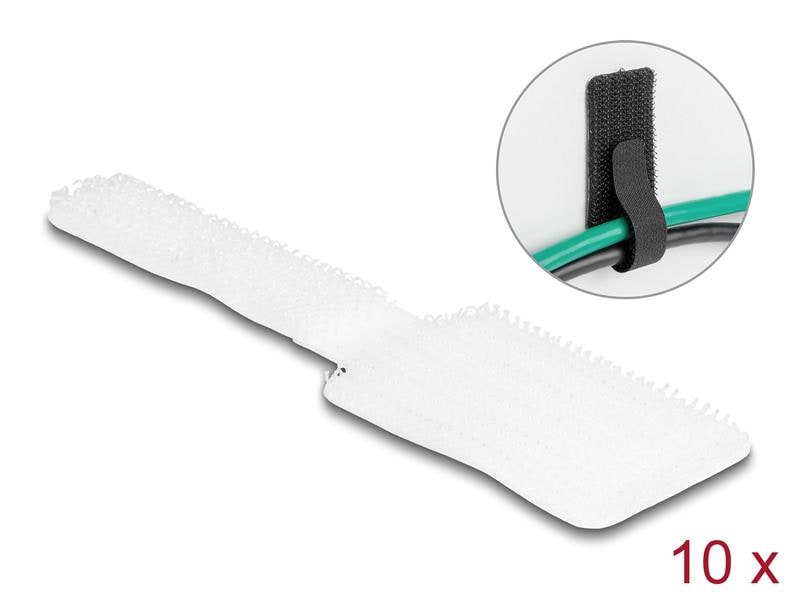 Delock Klettkabelbinder selbstklebend Weiss 90 mm x 24 mm Delock Mini Klett-Kabelhalter L 90 mm x B 24 mm selbstklebend 10 Stück weiss