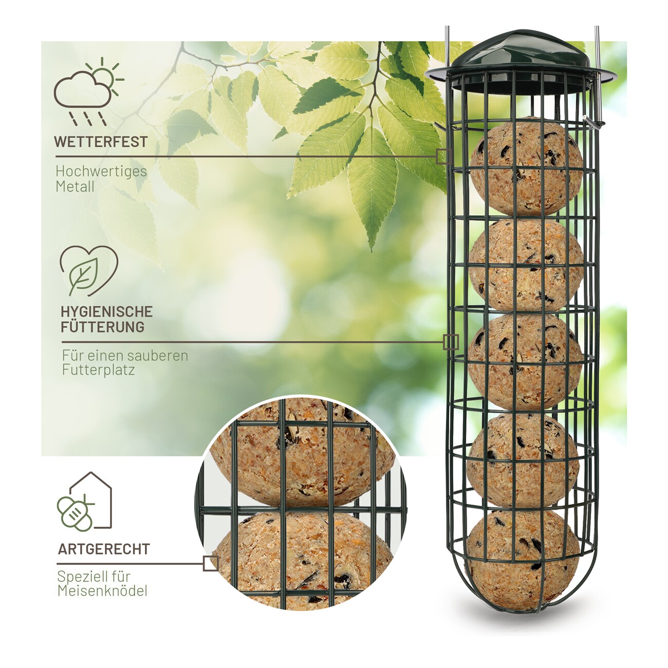 wildtier liebe Meisenknödelhalter 31cm, Grün