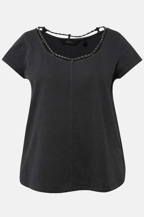 T-Shirt, Kordel, A-Linie, Rundhals, Halbarm