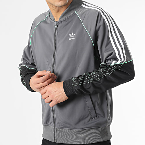 Veste Zippée A Bandes Tricot SST HI3002 Gris