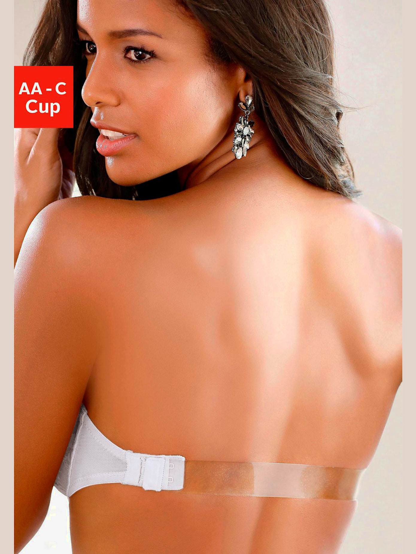 Soutien-gorge à coques et armatures et dos transparent, bretelles amovibles transparentes