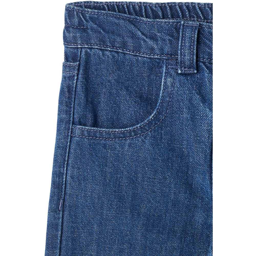 Køb COPENHAGEN COLORS Dark Indigo Blue Washed Organic Denim Bukser W. Pocket Embroidery & Wide Leg