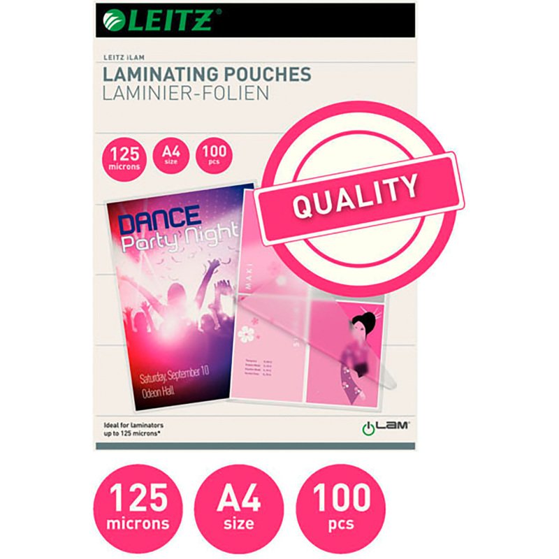 Pochettes de plastification Leitz A4 2 x 125 µ brillantes - Boite de 100