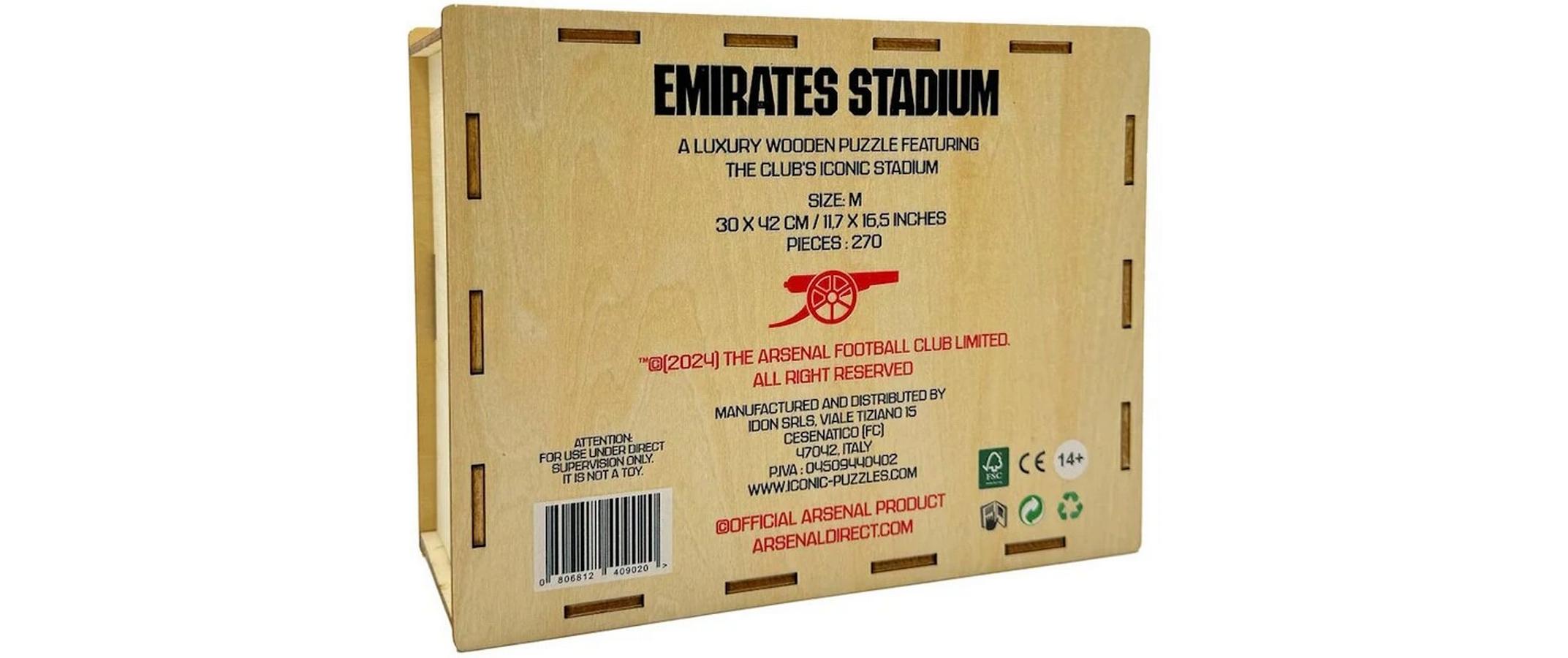 Arsenal FC – Emirates StadiumOffiziell lizenziertes Holzpuzzle, Grösse M
