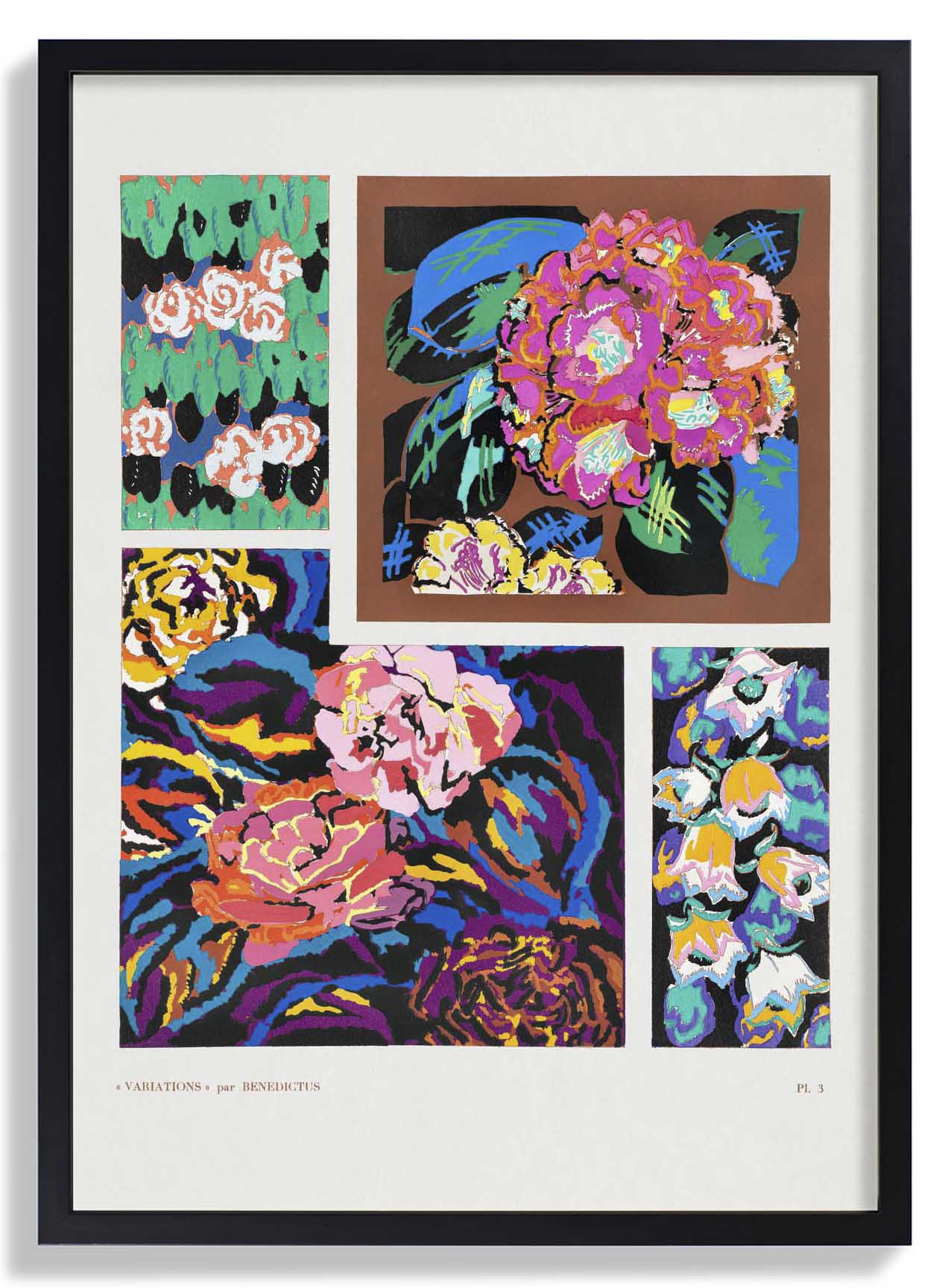 Blümchen Vintage Art-Déco-Muster, Variation 3 von Édouard Bénédictus