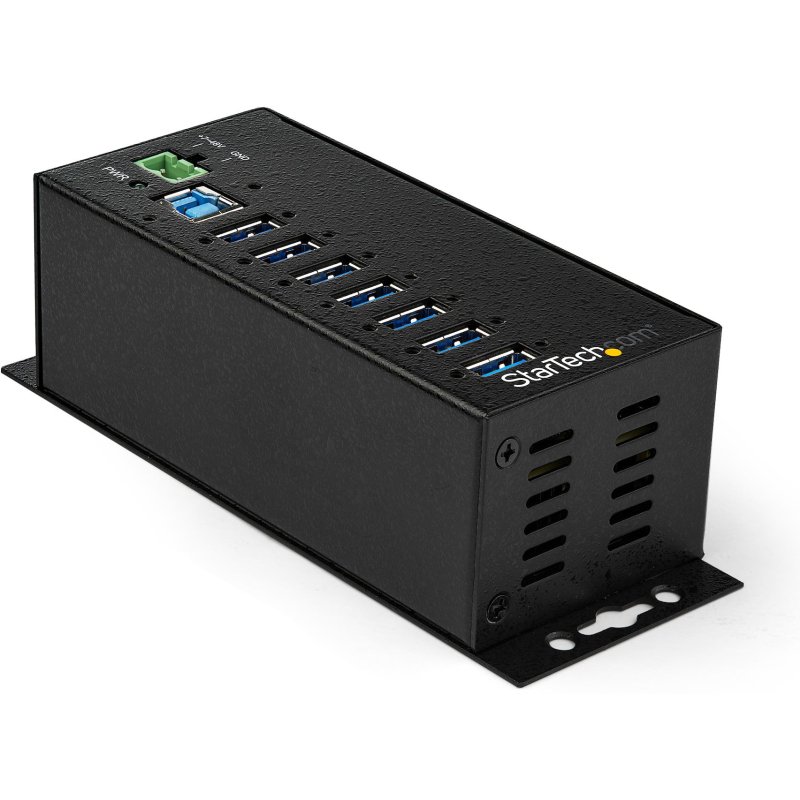 StarTech.com Hub USB 3.0 à 7 ports avec adaptateur d'alimentation - Concentrateur USB-A industriel en métal avec protection contre les décharges électrostatiques et les surtensions de 350 W - Montable sur Din/Mur/Bureau - Hub USB 3.2 Gen 1 (5Gbps) ha