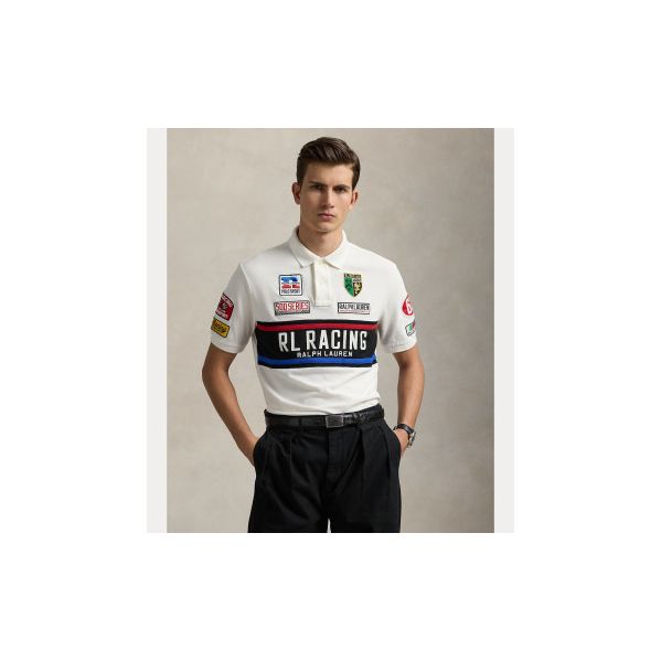 Polo Ralph Lauren para Homem Pólo de Piqué Branco Slim Fit Personalizado Xl