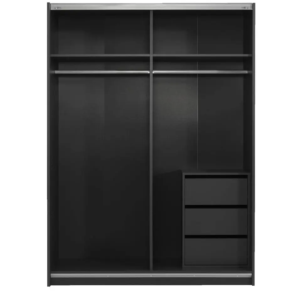 Schuifdeurkast Genua - antraciet/eikenkleur - 204x150x60 cm