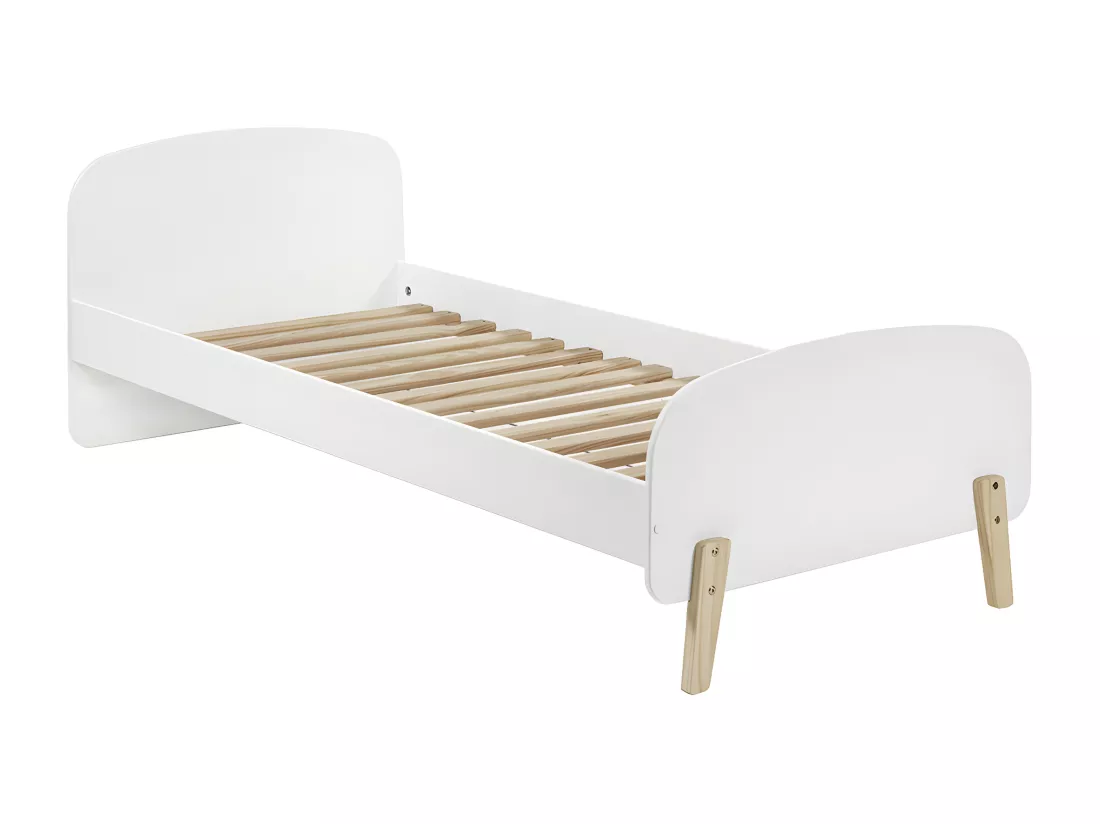 BODHI WHITE - Lit 90x200cm avec Barrière + Chevet + Coffre