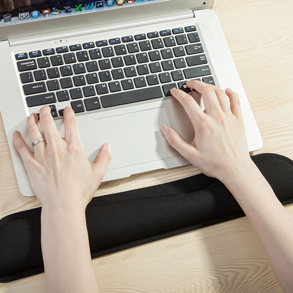 (2-tlg. Set) Ergonomische Mausmatte und Tastatur Handballenauflage für Arbeiten am Computer - Schwarz