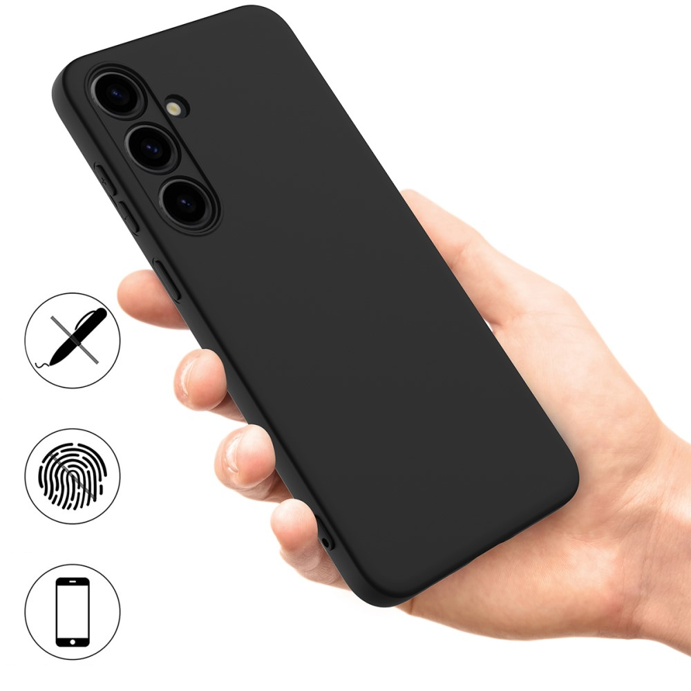 Samsung Galaxy S24 Silikon Case Hülle mit Kameraschutz   Trageschlaufe - Schwarz