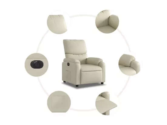 Fauteuil inclinable électrique Crème Similicuir