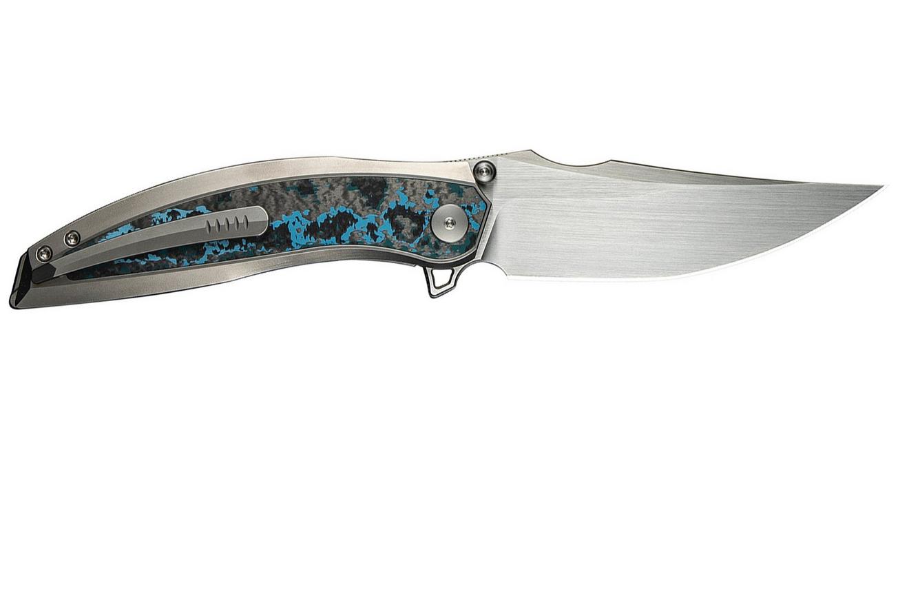 WE Knife Quinseris WE23093-4 Satin, Polished Bead Blasted Titanium Arctic Storm Fat Carbon Inlay, zakmes