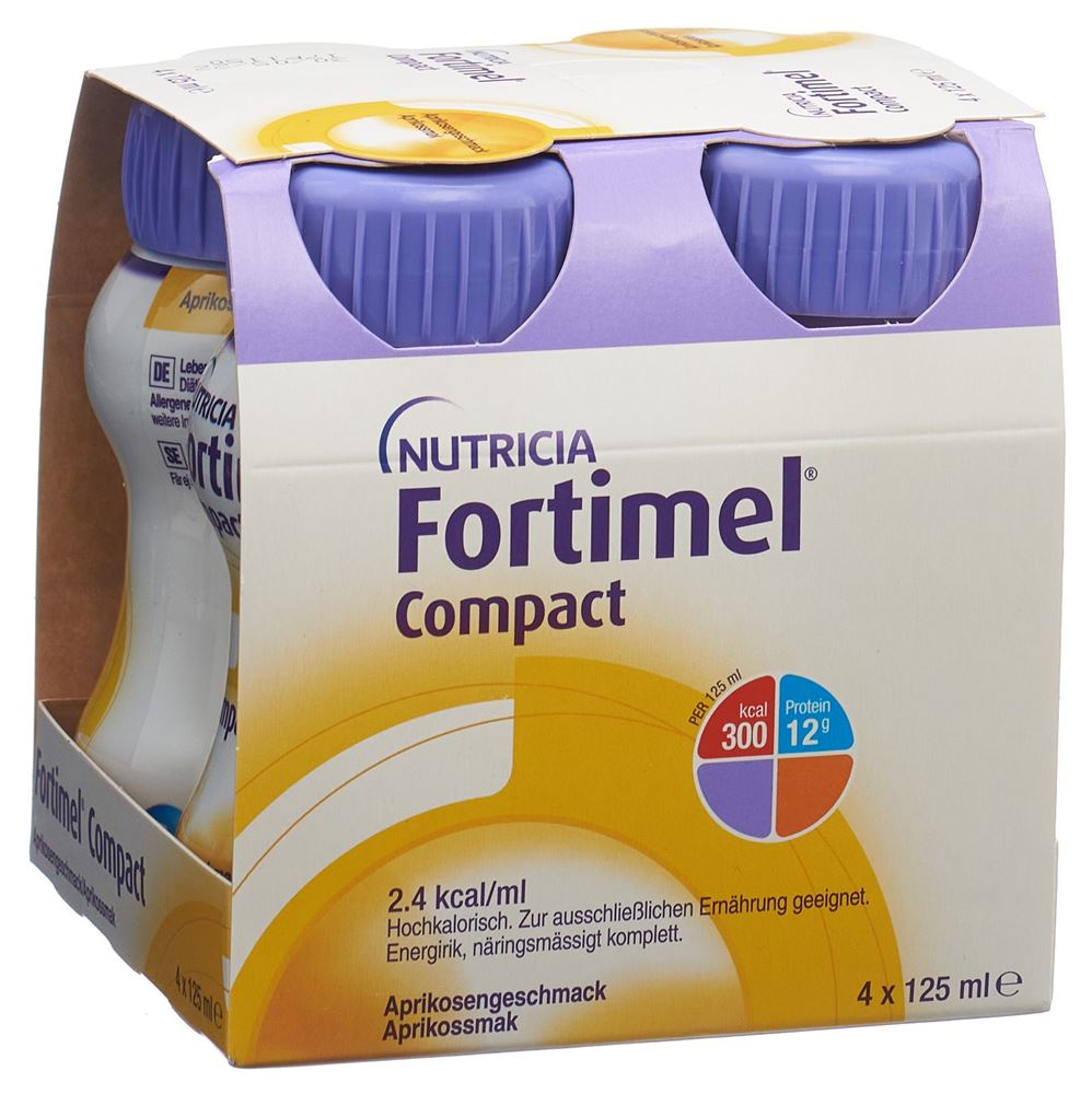 FORTIMEL Compact<br>4 × 125 ml, Flasche, Emulsion zum Einnehmen, Aprikose