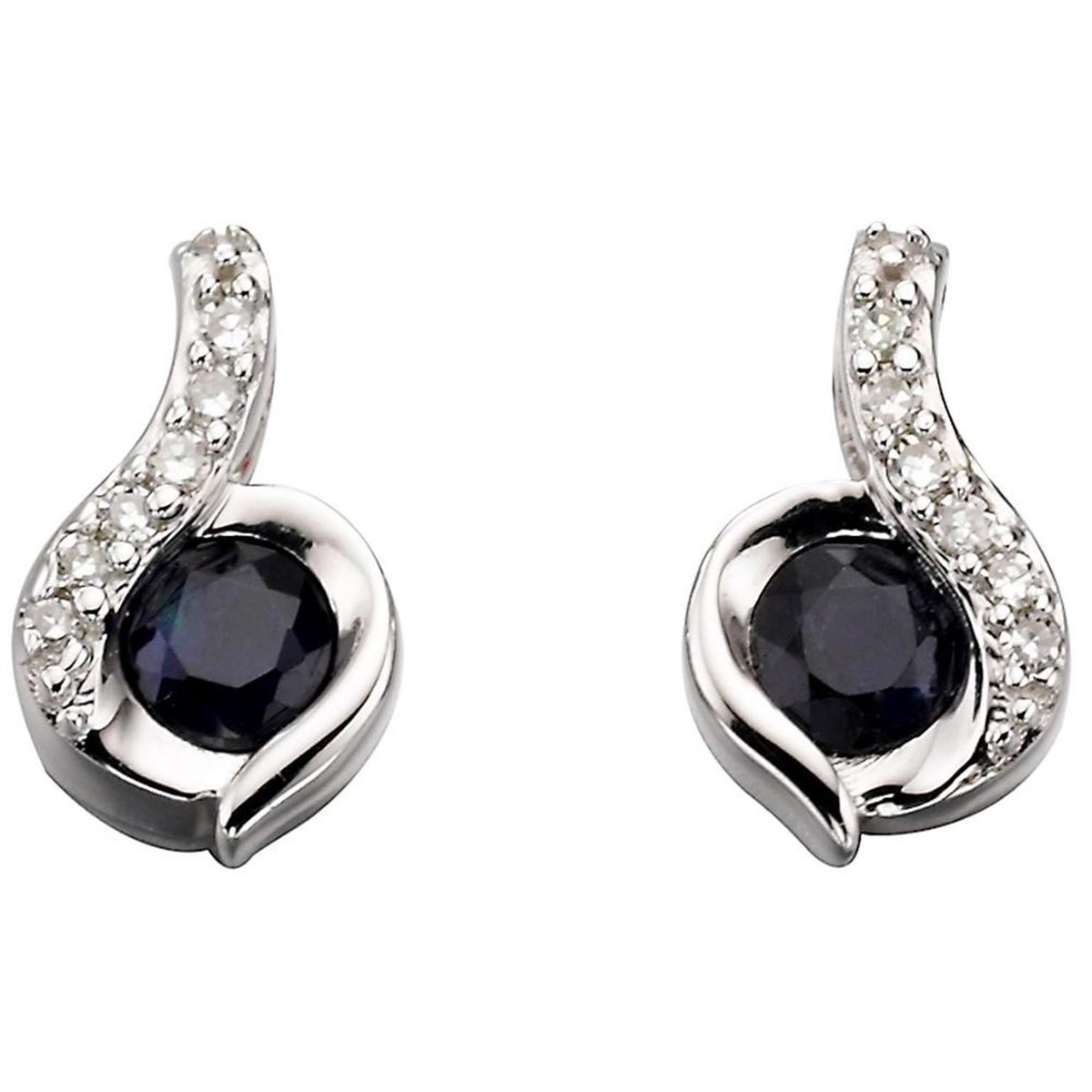 Boucle d'oreille Saphir et diamant en Or blanc 375/1000