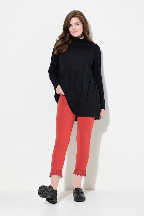 7/8-Leggings, Saumspitze, Biobaumwolle
