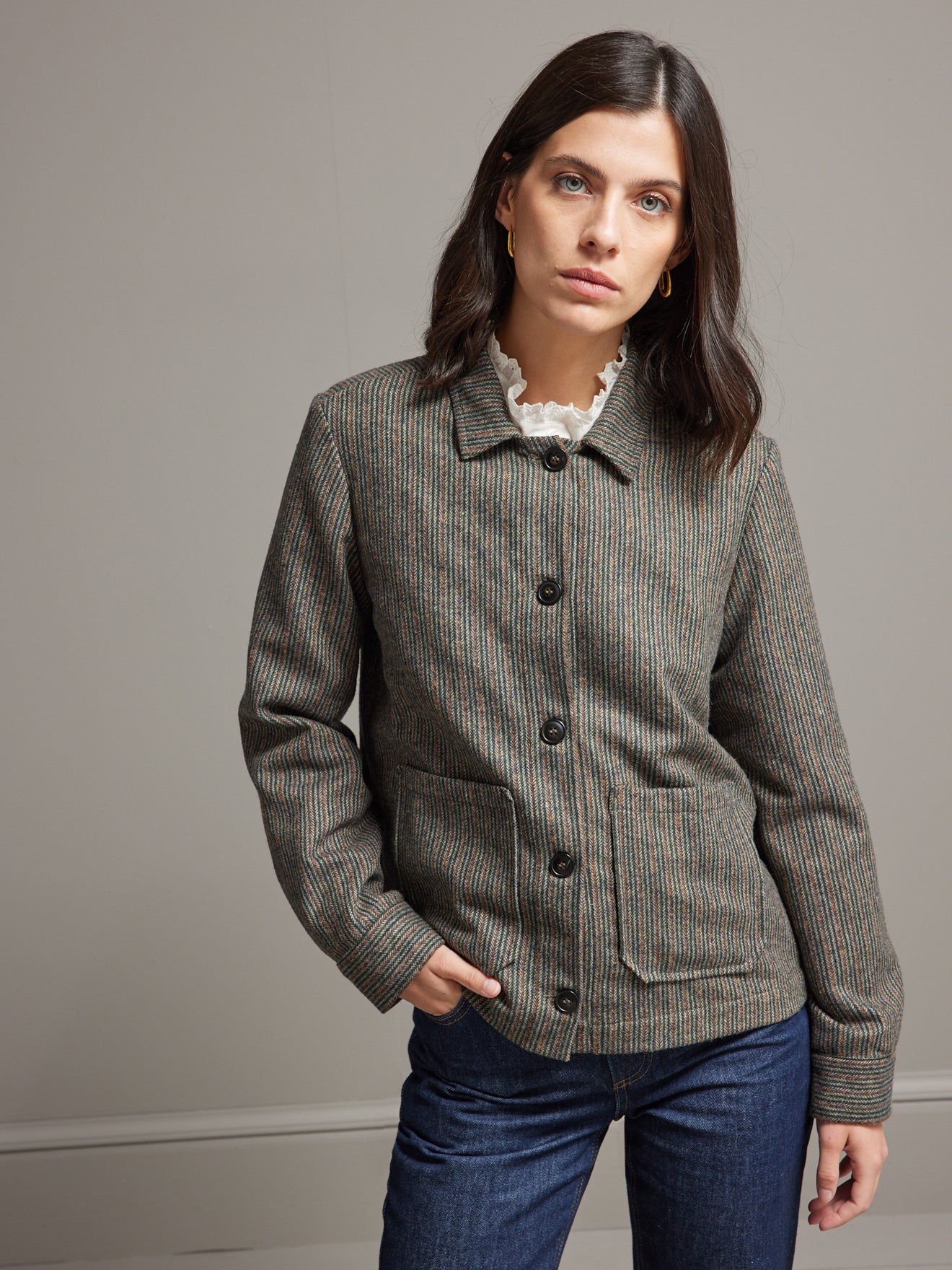 Veste lainage chevron rayé femme