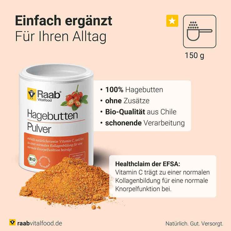 Raab Vitalfood Hagebutte Bio Pulver, 150 g