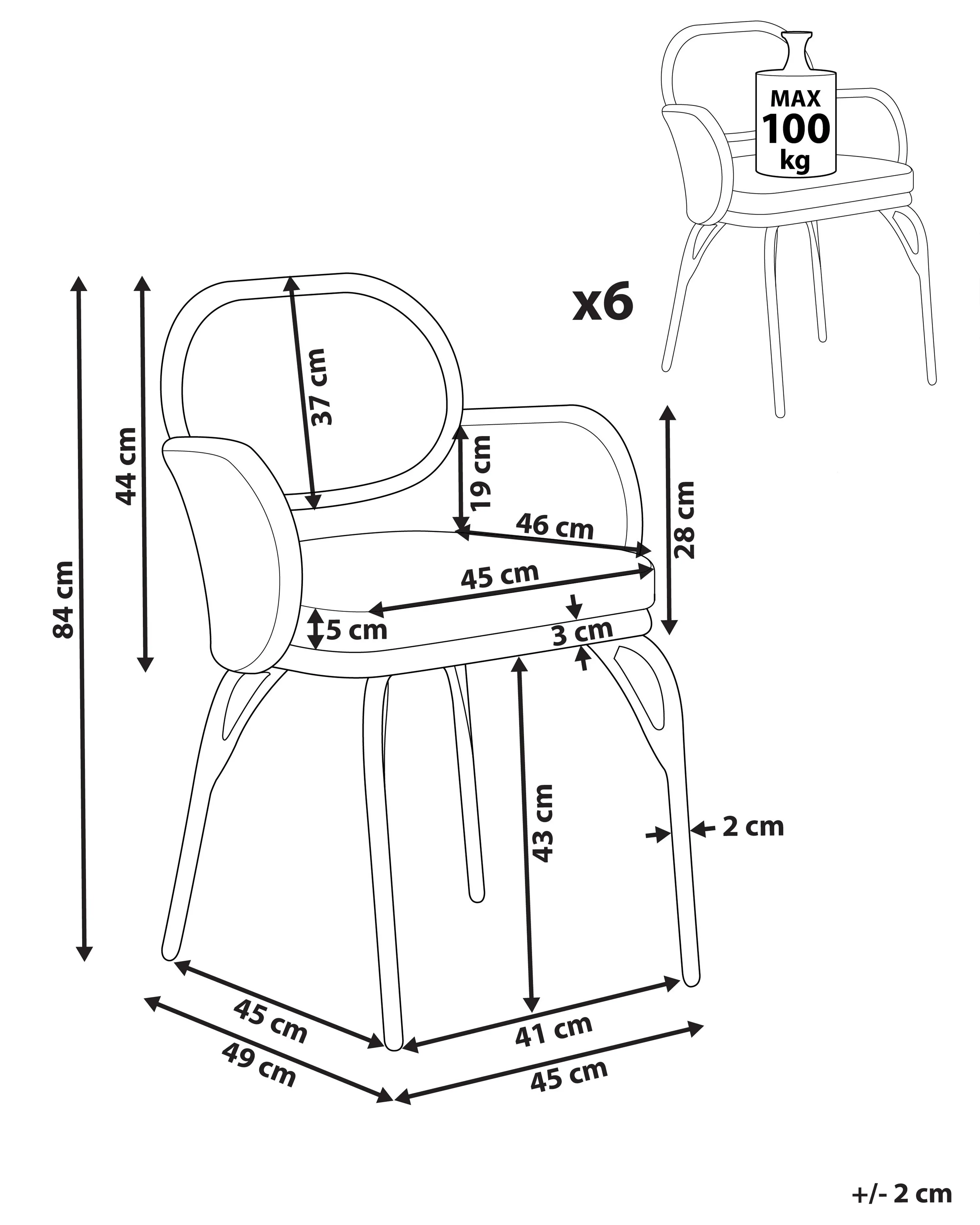Set van 6 stoelen met zitkussen PRATELLO PE rotan Natuurlijk