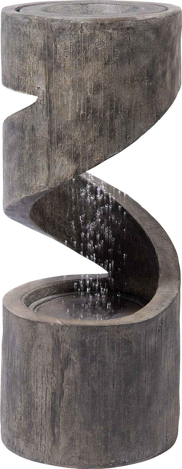 dobar® 96160e Großer Design Gartenbrunnen Venus | Terrassenbrunnen mit LED-Beleuchtung | Wasserfall aus Polyresin | Springbrunnen Outdoor | Dekorativer Zierbrunnen | 31,5 x 31,5 x 79,5 cm