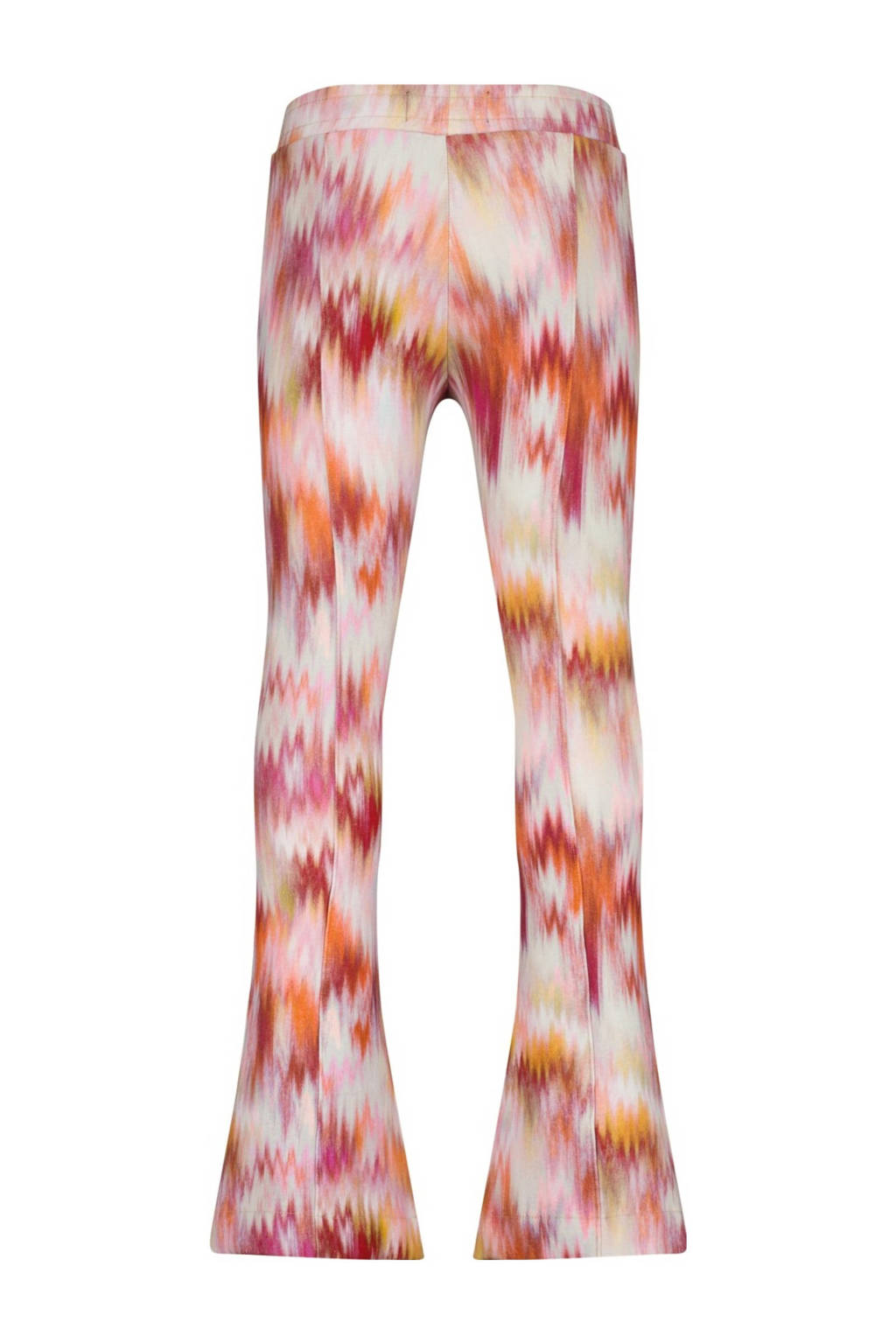 Raizzed flared broek Tine met all over print beige/rood/oranje