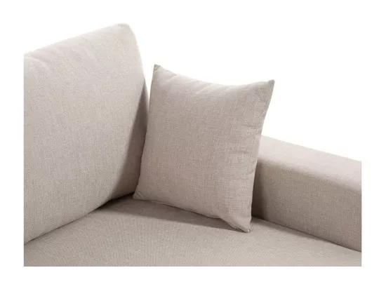 Canapé d'angle 3 places Maria réversible, convertible avec coffre en tissu - Beige - L227 x P146 x H81cm - Loungitude