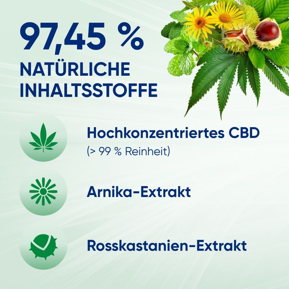 Mobilat® CBD Aktiv-Gel: Vitalisierendes und pflegendes Gel zur Entspannung beanspruchter Körperpartien. Mit hochkonzentriertem CBD (>99% Reinheit), Arnika-Extrakt und Rosskastanien-Extrakt. Kosmetikum