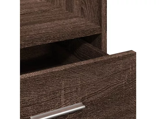 Pupitre et roues et tiroir chêne marron bois d'ingénierie