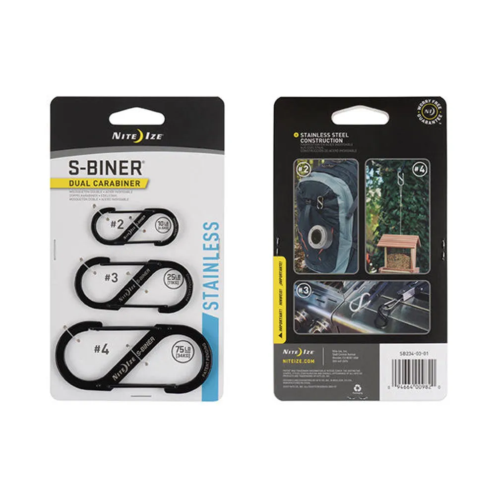 Nite Ize -  Karabiner S-Biner Gr.2/3/4 Edelstahl stainless 3er Pack