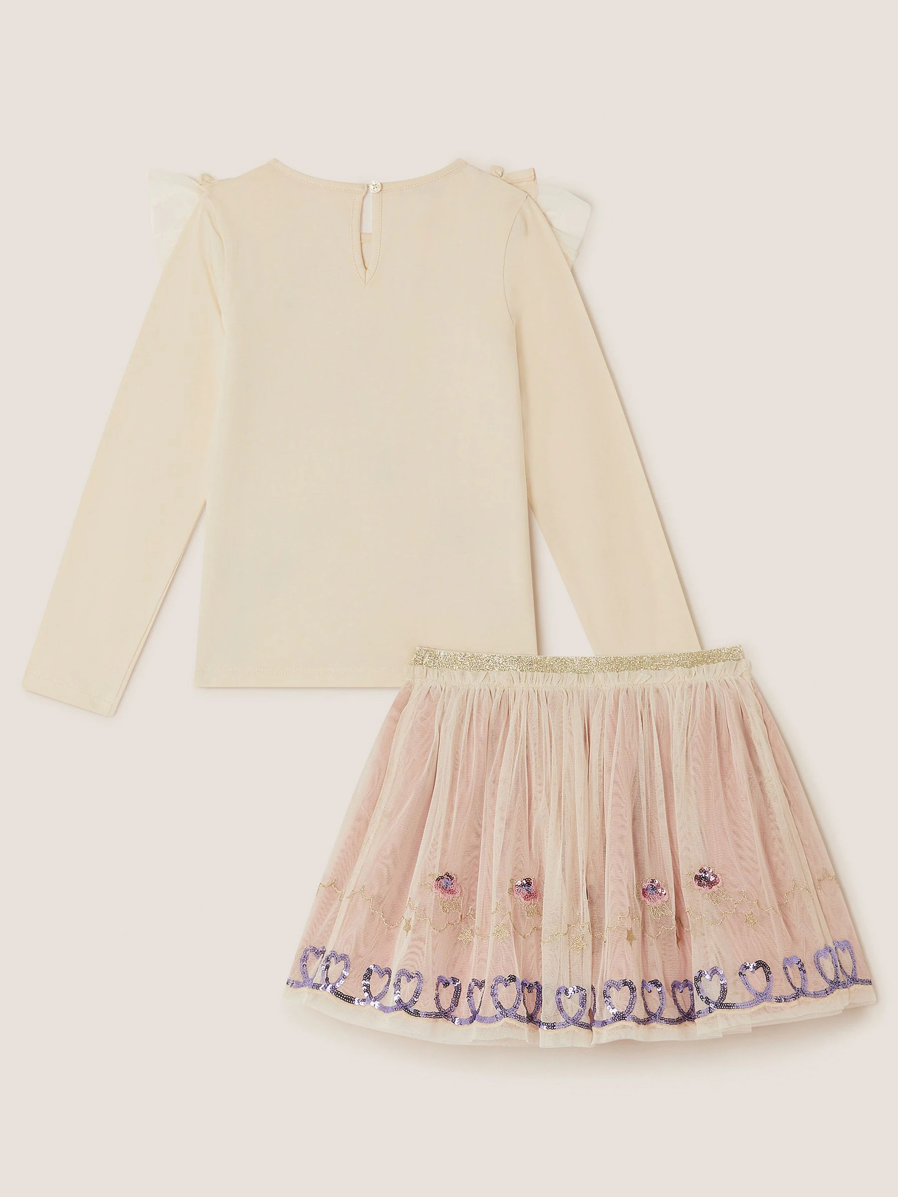 Monsoon Ruffle Top & Embellished Skirt Set